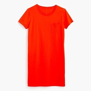 J.Crew Garment Dyed Pocket T-Shirt Dress- Bold Red